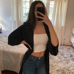 Forever 21 Black Cardigan with Embroidery